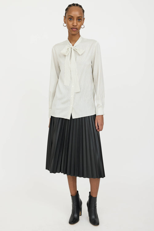 Celine Silk Striped Tie Blouse