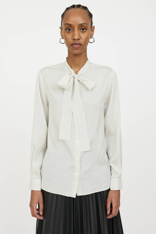 Celine Silk Striped Tie Blouse