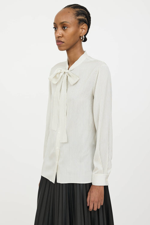 Celine Silk Striped Tie Blouse
