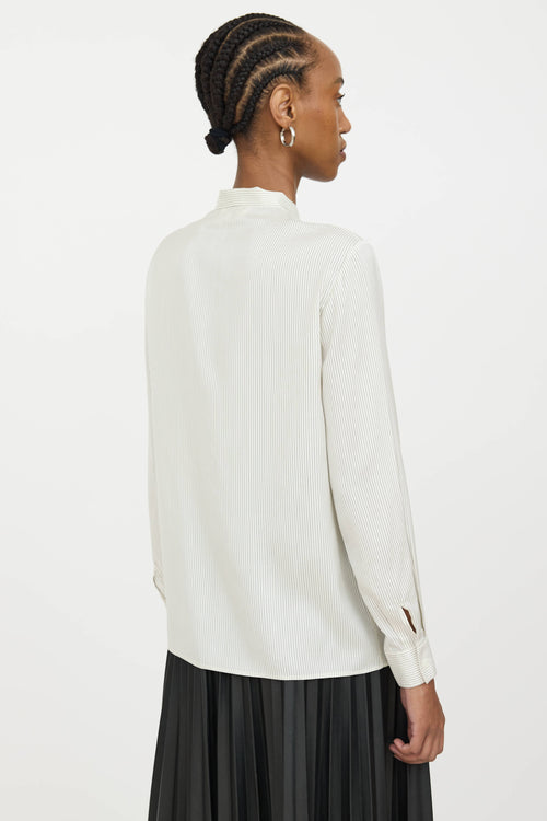Celine Silk Striped Tie Blouse