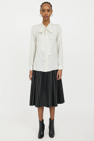 Celine Silk Striped Tie Blouse