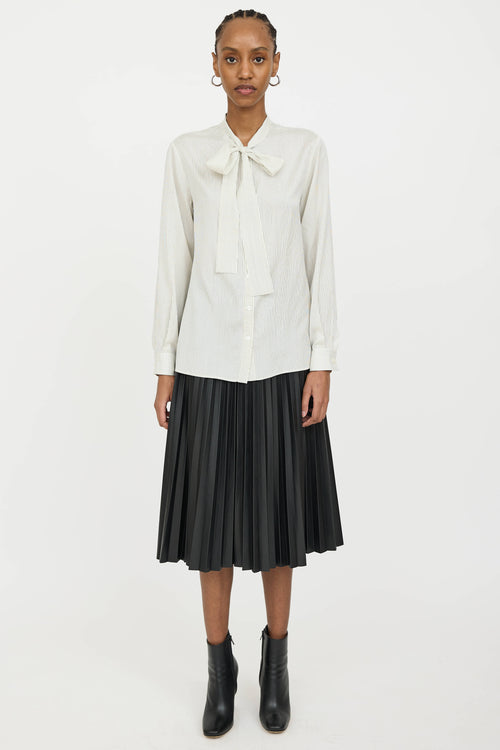 Celine Silk Striped Tie Blouse