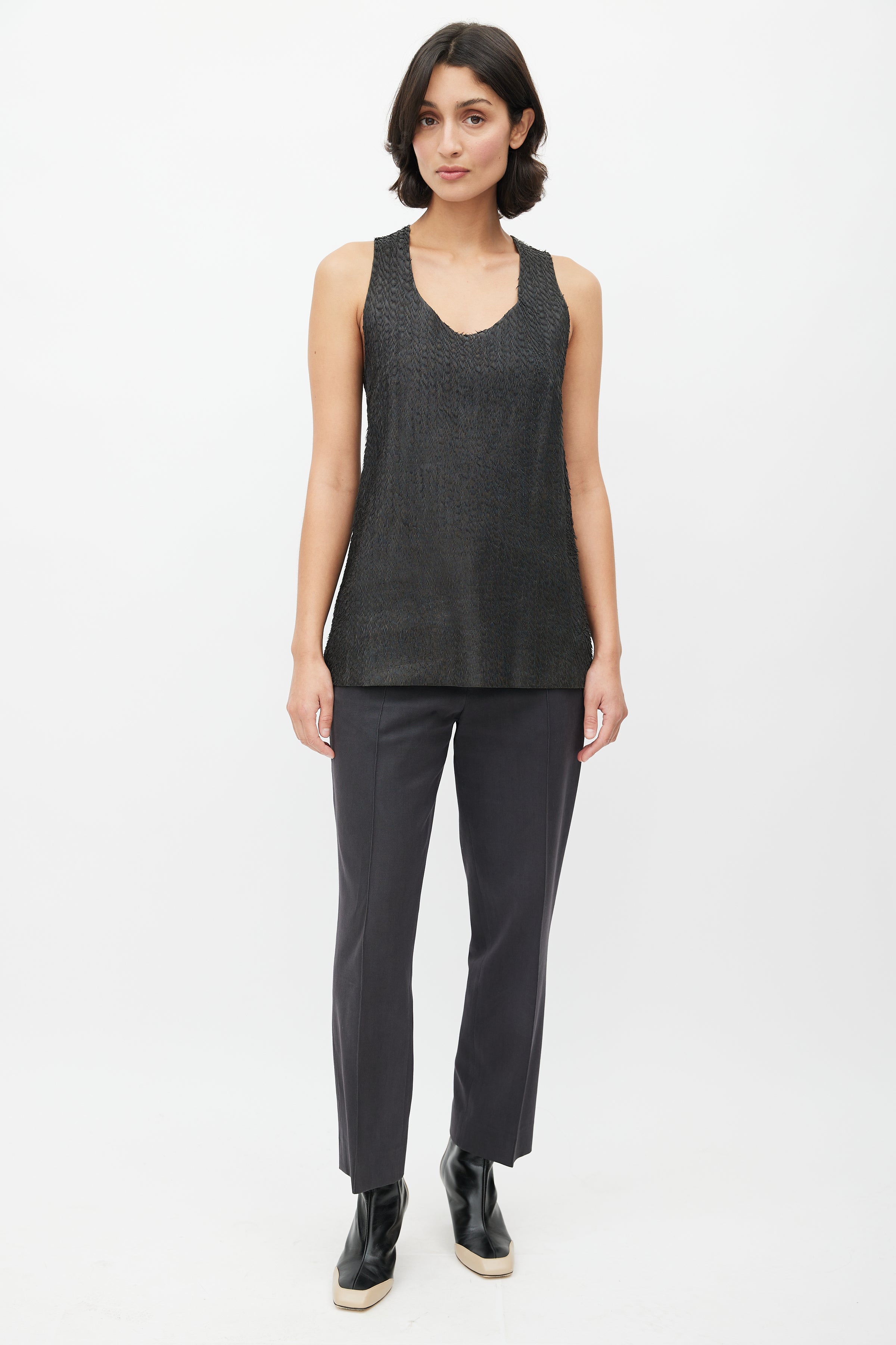 Celine // Black Textured Leather Top – VSP Consignment