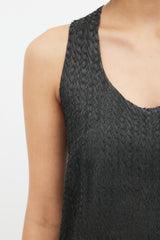 Celine Black Textured Leather Top