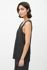 Celine Black Textured Leather Top