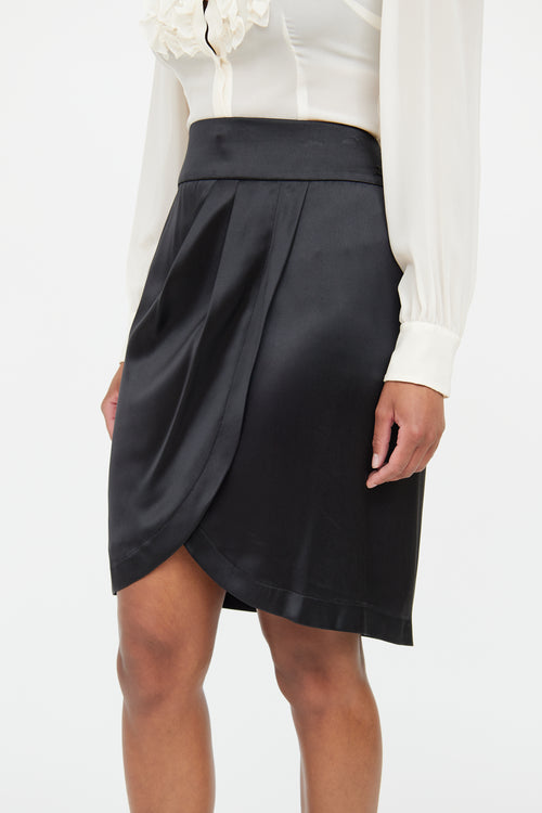 Chanel 06A Black Silk Draped Skirt