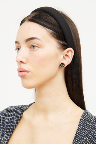 Chanel 2012 Black Acrylic CC Round Stud Earrings