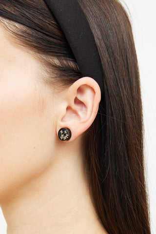 Chanel 2012 Black Acrylic CC Round Stud Earrings