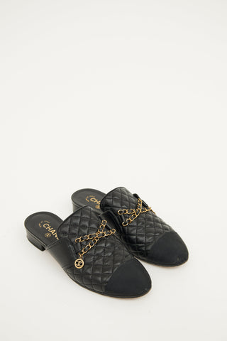 Chanel Black Quilted Anchor Chain Mule