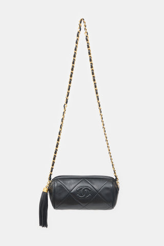 Chanel 1980s Leather Mini Barrel Tassel Bag