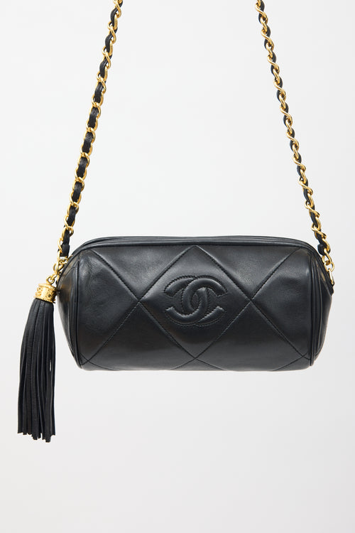 Chanel 1980s Leather Mini Barrel Tassel Bag
