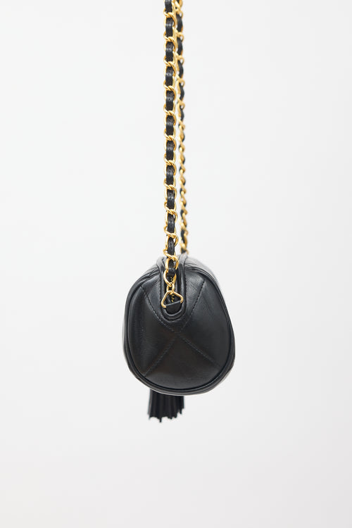 Chanel 1980s Leather Mini Barrel Tassel Bag