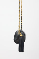 Chanel 1980s Leather Mini Barrel Tassel Bag