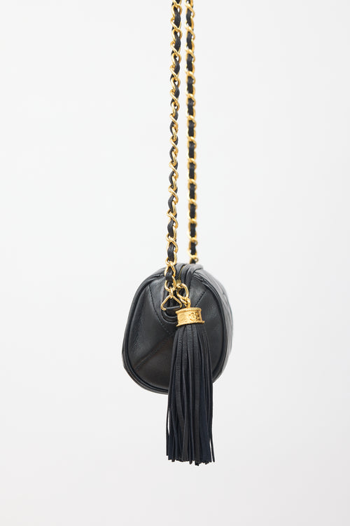 Chanel 1980s Leather Mini Barrel Tassel Bag