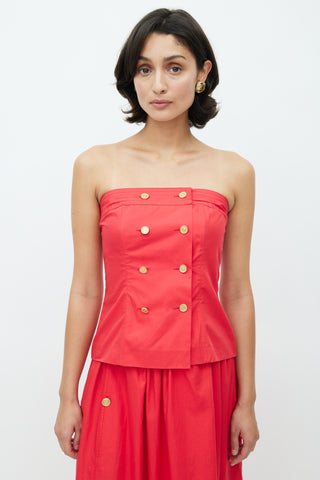 Chanel 1980s Red Bustier & Skirt Set