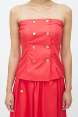 Chanel 1980s Red Bustier & Skirt Set