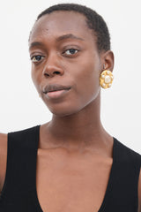 Chanel 1984 Inset Faux Pearl Circle Earrings