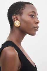 Chanel 1984 Inset Faux Pearl Circle Earrings