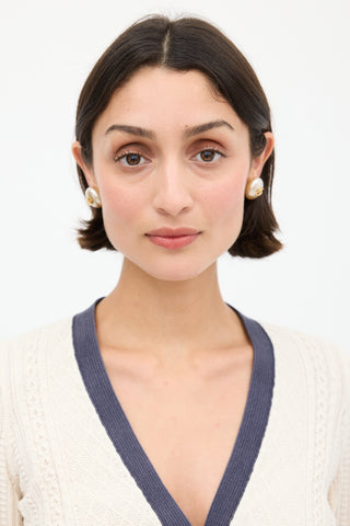 Chanel 1986 Faux Pearl CC Earrings