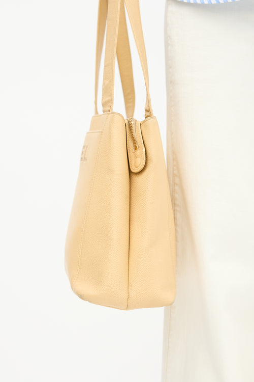Chanel 1990s Beige Caviar LAX Logo Tote Bag
