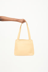 Chanel 1990s Beige Caviar LAX Logo Tote Bag