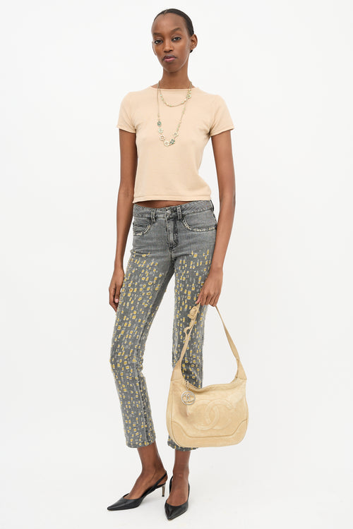 Chanel 1990s Beige Caviar Timeless Shoulder Bag