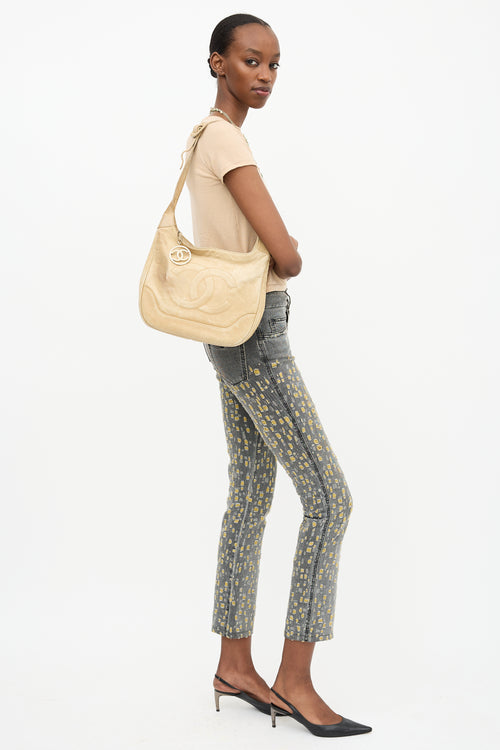 Chanel 1990s Beige Caviar Timeless Shoulder Bag