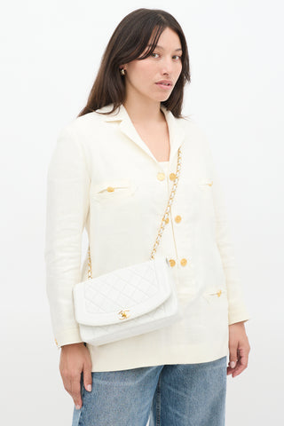 Chanel 1990s White Caviar Leather Diana Flap Bag