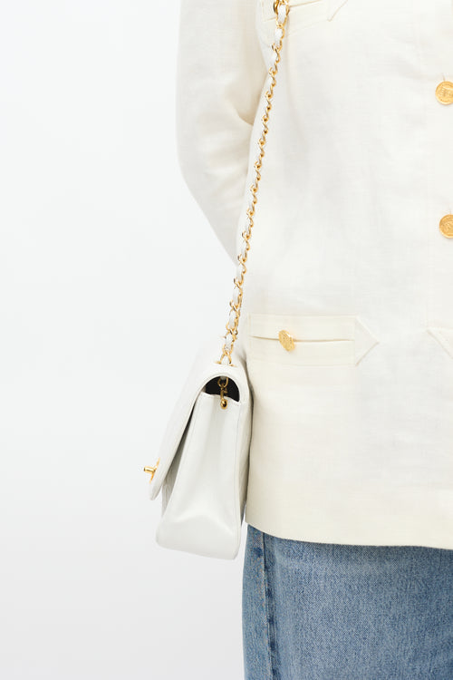 Chanel 1990s White Caviar Leather Diana Flap Bag