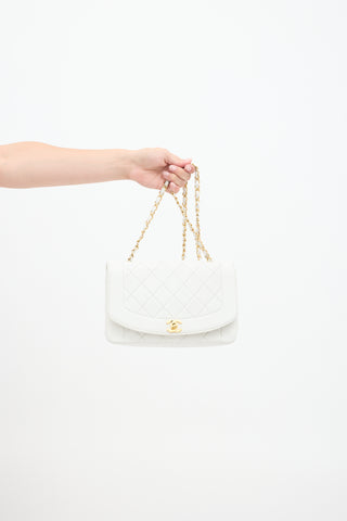 Chanel 1990s White Caviar Leather Diana Flap Bag