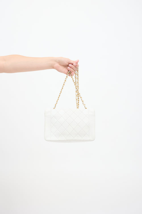 Chanel 1990s White Caviar Leather Diana Flap Bag