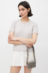 Chanel 1991 Silver Leather & 24K Gold Mini Single Flap Bag