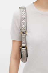 Chanel 1991 Silver Leather & 24K Gold Mini Single Flap Bag