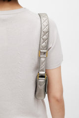 Chanel 1991 Silver Leather & 24K Gold Mini Single Flap Bag
