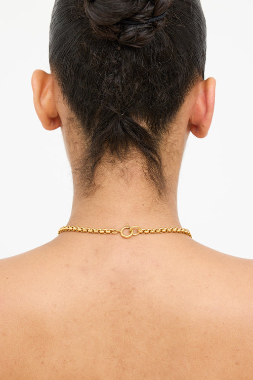 Chanel 1995 Gold Floral Logo Necklace