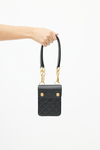 Chanel 1996 Black & Gold Quilted Leather Belt Bag