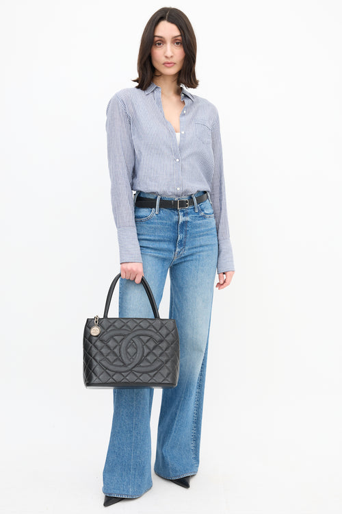 Chanel 2000 Black Quilted Leather Medallion Bag
