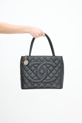 Chanel 2000 Black Quilted Leather Medallion Bag