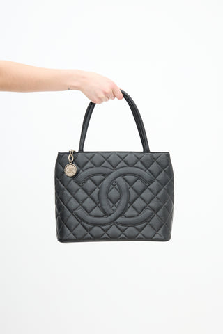 Chanel 2000 Black Quilted Leather Medallion Bag