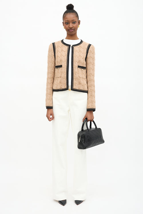 Chanel 2000 Quilted Caviar & Patent Logo Bowling Bag