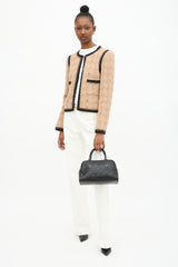 Chanel 2000 Quilted Caviar & Patent Logo Bowling Bag