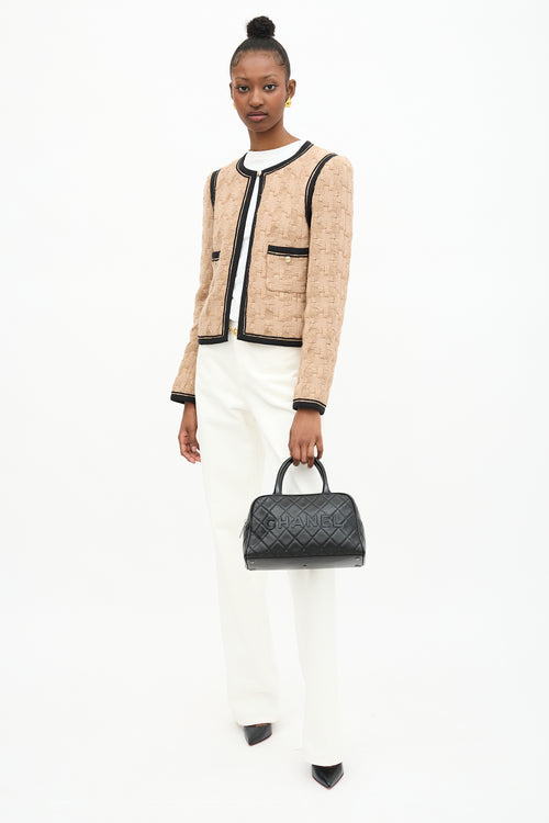 Chanel 2000 Quilted Caviar & Patent Logo Bowling Bag