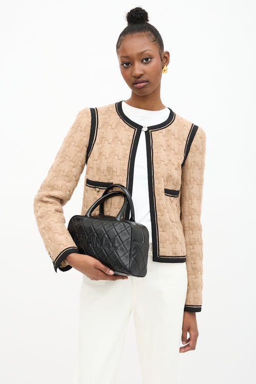 Chanel 2000 Quilted Caviar & Patent Logo Bowling Bag