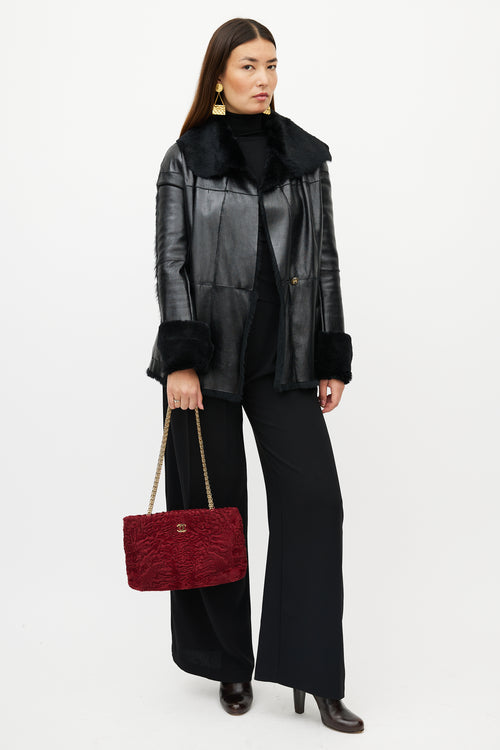 Chanel 2000 Red & Gold Fur Bag