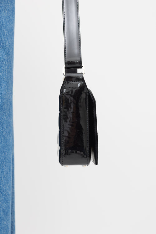 Chanel 2002-3 Black Patent Leather Chocolate Bar Flap Bag
