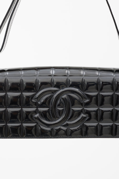 Chanel 2002-3 Black Patent Leather Chocolate Bar Flap Bag