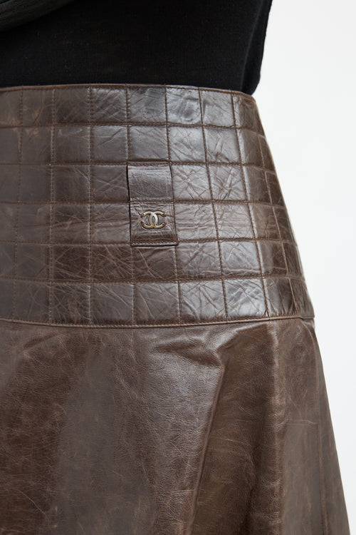 Chanel FW 2002 Leather Logo Skirt