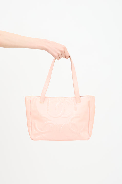 Chanel 2004 Pink Patent Triple CC Medium Tote Bag