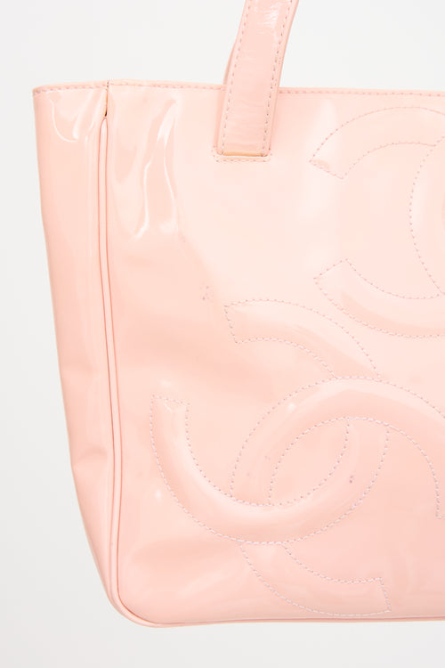 Chanel 2004 Pink Patent Triple CC Medium Tote Bag