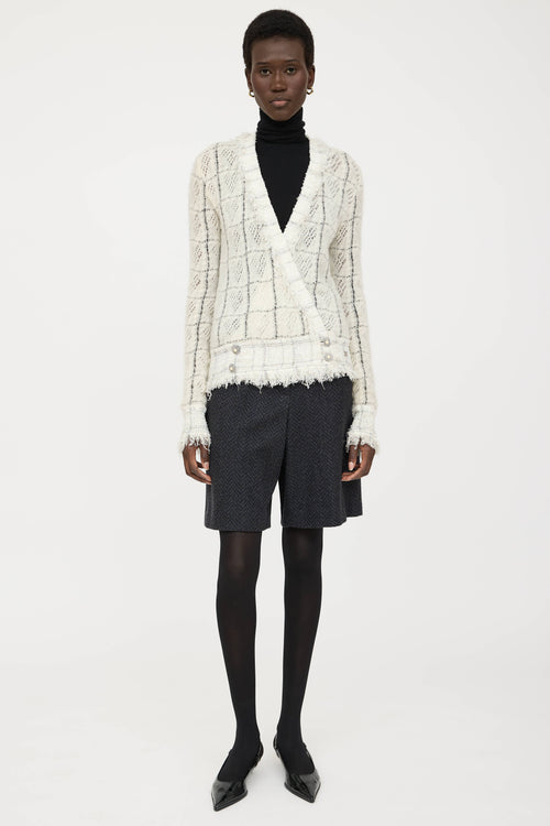 Chanel Fall 2005 Wool Check Knit Cardigan
